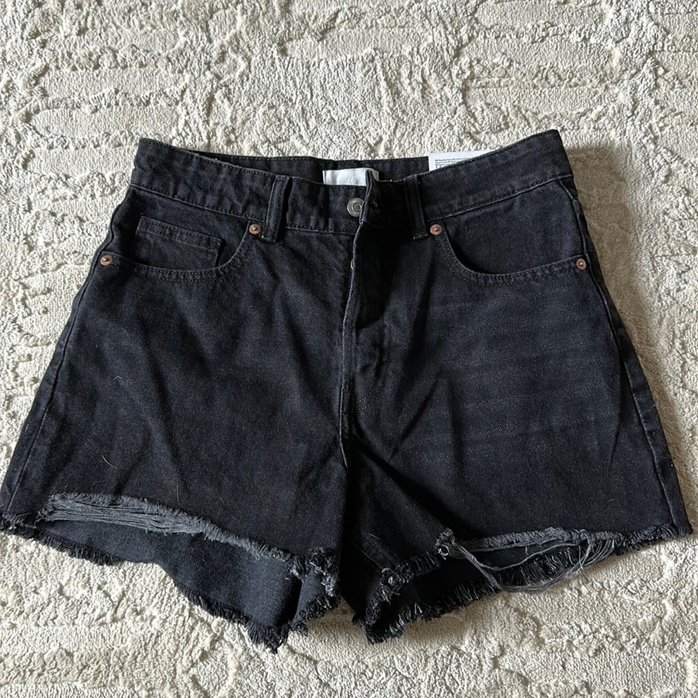 H&M black denim shorts